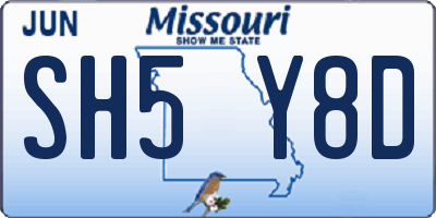 MO license plate SH5Y8D