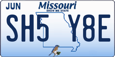 MO license plate SH5Y8E