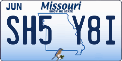 MO license plate SH5Y8I