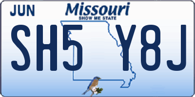 MO license plate SH5Y8J