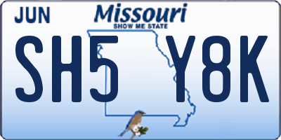 MO license plate SH5Y8K