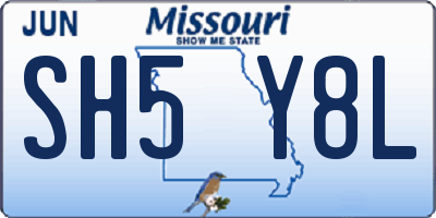 MO license plate SH5Y8L