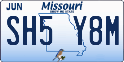 MO license plate SH5Y8M