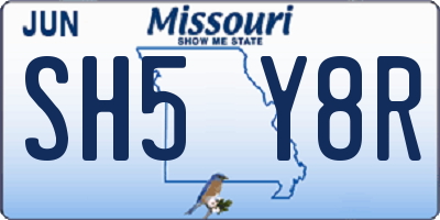 MO license plate SH5Y8R