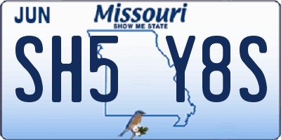 MO license plate SH5Y8S