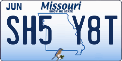 MO license plate SH5Y8T