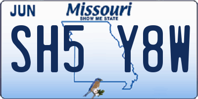 MO license plate SH5Y8W