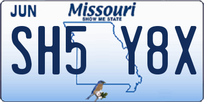 MO license plate SH5Y8X