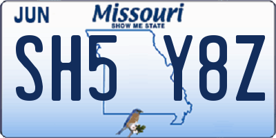 MO license plate SH5Y8Z