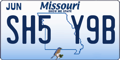 MO license plate SH5Y9B