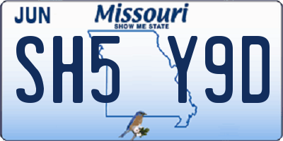 MO license plate SH5Y9D