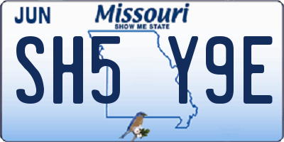 MO license plate SH5Y9E