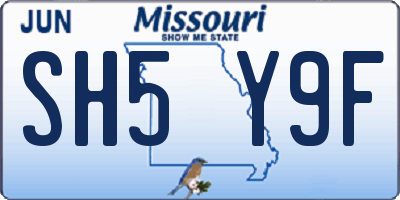 MO license plate SH5Y9F