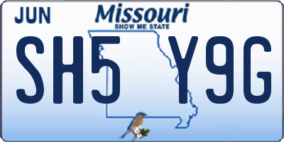 MO license plate SH5Y9G
