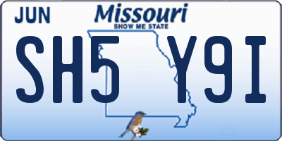 MO license plate SH5Y9I