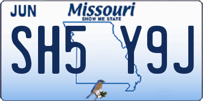 MO license plate SH5Y9J