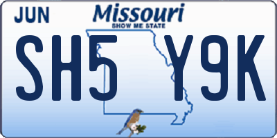 MO license plate SH5Y9K