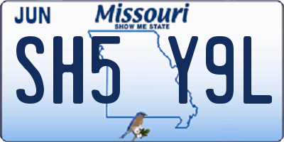 MO license plate SH5Y9L