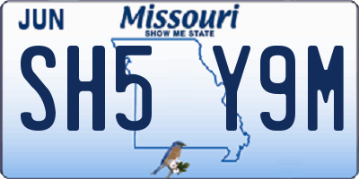 MO license plate SH5Y9M
