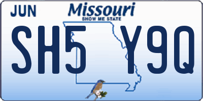 MO license plate SH5Y9Q