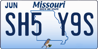 MO license plate SH5Y9S