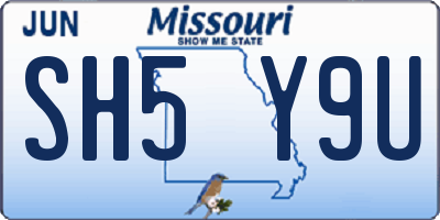 MO license plate SH5Y9U