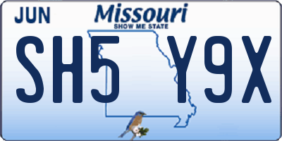 MO license plate SH5Y9X