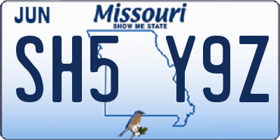 MO license plate SH5Y9Z