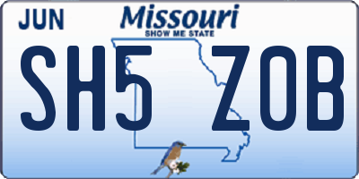 MO license plate SH5Z0B