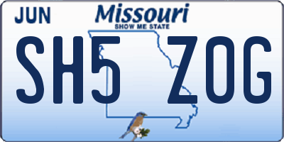MO license plate SH5Z0G