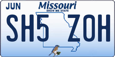 MO license plate SH5Z0H