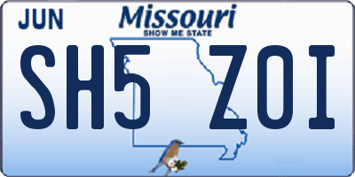 MO license plate SH5Z0I