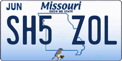 MO license plate SH5Z0L