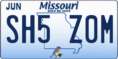 MO license plate SH5Z0M