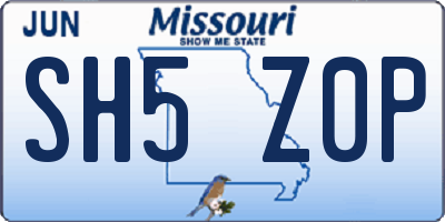 MO license plate SH5Z0P