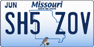 MO license plate SH5Z0V
