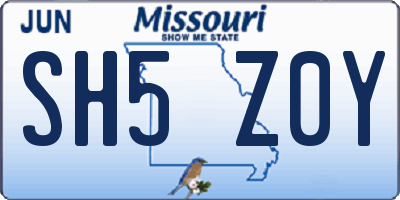 MO license plate SH5Z0Y