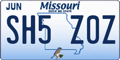MO license plate SH5Z0Z