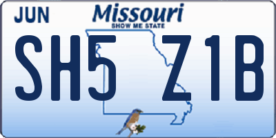 MO license plate SH5Z1B