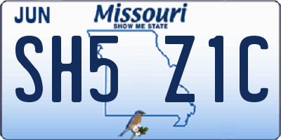 MO license plate SH5Z1C