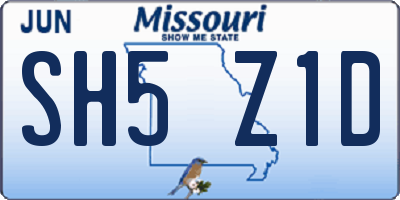 MO license plate SH5Z1D