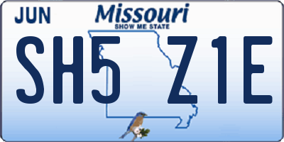 MO license plate SH5Z1E