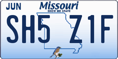 MO license plate SH5Z1F