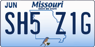 MO license plate SH5Z1G