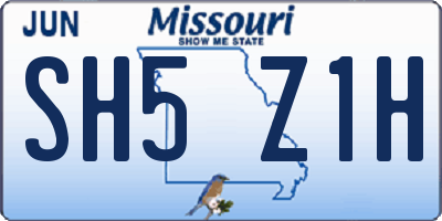 MO license plate SH5Z1H