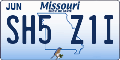 MO license plate SH5Z1I