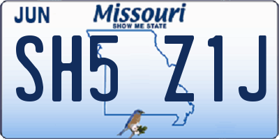 MO license plate SH5Z1J