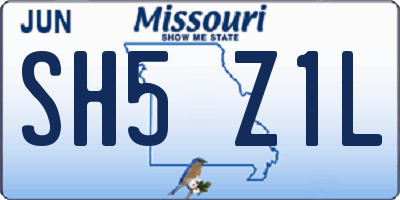 MO license plate SH5Z1L