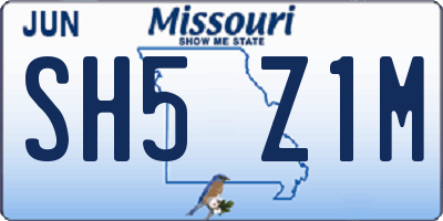 MO license plate SH5Z1M