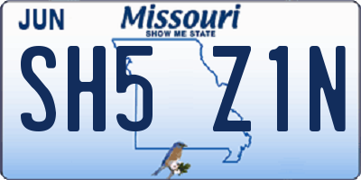 MO license plate SH5Z1N